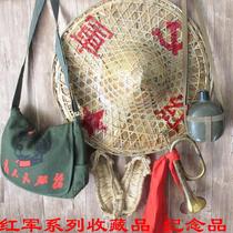 Creative series retro straw sandals red collectibles nostalgic Red Army hat old kettle antique charge Red Army