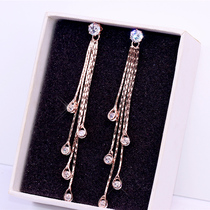 Elegant water drop long tassel earrings 925 silver needle long earleless screw earrings adjustable temperament female 0133
