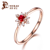 Millai jewelry natural pigeon blood red gemstone ring 18K gold inlaid color gemstone diamond color treasure personality female ring