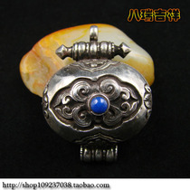 Nepali pure handmade 925 pure silver inlaid green gold stone gäu box amulet pendant pendant