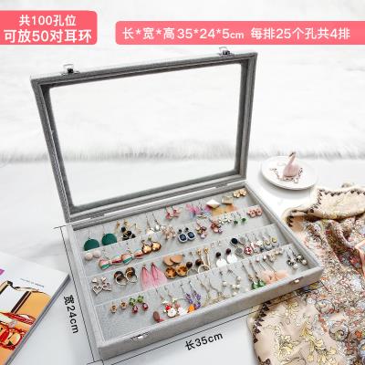 Ear ear clip storage box female long Chinese style packaging storage box big Korean cosmetic box portable