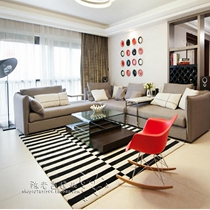 Fashion Modern Black-and-white Striped Carpet Living-room Tea Table Sofa Bedroom Cloakroom Cloakroom Photo Handmade Acrylic carpets
