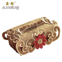 European pastoral embroidery fabric tissue cover Car with paper pumping set Creative cute tissue box set Xintong 0428