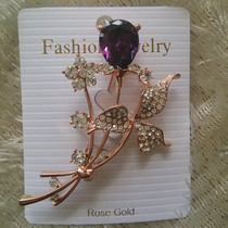 High-grade rose brooch brooch jewelry rose gold inlaid with classic elements beautiful design super stylish Super Cool