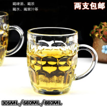 Heat-resistant cup with handle glass water Cup Cup Cup Tea Cup rinse cup juice cup beer cup thick pineapple Cup