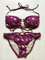 American single cut mark ~ elegant golden Yan logo sexy big chest smear bow hip bikini