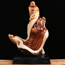 Authentic Taihang cliff root carving ornaments aged material tiger leather wood carving Buddha statue carving crafts Maitreya Buddha