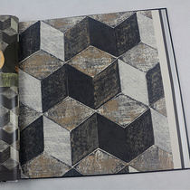 Personality abstract entrance wallpaper stacked geometric cube pattern Cube bar counter cashier background wall