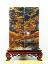 Natural Guilin Chicken Blood Jade Picture Seal Chicken Blood Jade Seal Pair Zhang Boutique Pendulum Gold Gentian