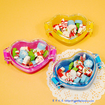 Korean stationery cute heart-shaped box Santa Claus eraser creative storage box elementary school prizes wholesale
