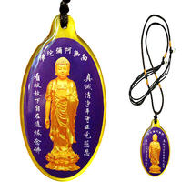 Gold body Amitabha Buddha statue Resin epoxy pendant necklace Peace Buddhist crafts
