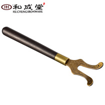 Wachengtang cast iron teapot pot clip Ebony Southern Japan old iron pot cover Fork pot tea ceremony Tea set Copper accessories