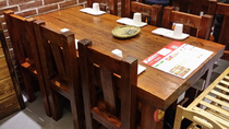 Set to be old elm wood dining table and chairs combine thick and heavy solid wood dining side table and chairs long strips table tea table old fishing weng table