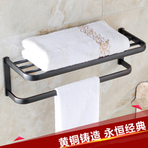 All copper black bronze bath towel rack European retro creative simple European shelf Towel rack Bathroom hardware pendant