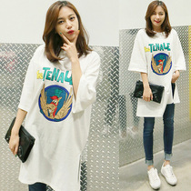 Pregnancy Woman Dress Summer Dress Korean Version Pure Cotton Out-Laced Coat Blouse Jacket Dresses Big Code Short Sleeve Pregnant Woman T-Shirt Mid-Length