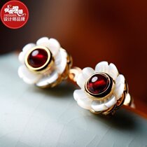 Phoenix Nirvana earrings female summer niche 2021 New Tide flower earrings garnet red agate fairy small