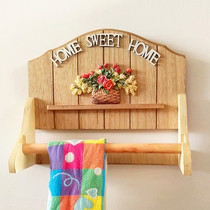 Nordic toilet towel rack roll paper holder solid wood non-punching bathroom rack towel rack creative home decoration