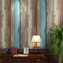 American country nostalgic wallpaper Mediterranean vintage wood stripe wallpaper Bedroom living room dining room background wall bar