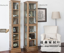 American country solid wood glass wine cabinet lockers bookcase European vintage wine cabinet cupboard display cabinet storage cabinet