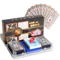 Crystal Mahjong Playing Cards Full Plastic Mini Travel Mahjong Solitaire Set Send Tablecloth Chip Coins 2 Dice