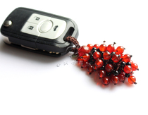 Fortune head natural red agate grape jade car key chain men and women mobile phone chain car pendant key chain