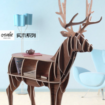 Nine - fold other solid wood log elk bookshelf - shelf - shaped window props creative