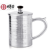 Tomorrow sterling silver tea cup 999 edible foot silver handmade silver water cup large tea tank with lid polishing treatment to send elders