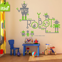 Childrens Day Wall Stickers Childrens Room Kindergarten Cartoon Training School Boys Room Decoration Robot