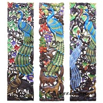 Crafts solid wood teak elephant carving board hollow carved wall view living room entrance background wall decoration wall decoration