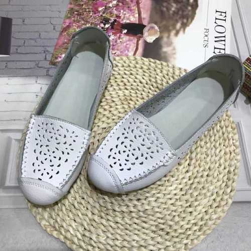 真皮护士鞋夏季女2018新款白色平底舒适透气