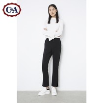 CA womens solid color split casual pants casual elastic waist thin CA200184238