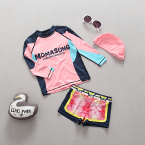  Korean girls swimsuit Childrens middle and small childrens baby swimsuit Girls long-sleeved sunscreen split boxer sports swimsuit