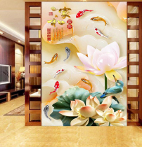 Custom wall tile porch aisle background living room TV sofa background wall art 3D three-dimensional Lotus