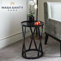 Modern American country Black corner a few side designer model room small round coffee table simple Nordic living room bedroom