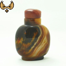 Handmade agate snuff bottle water float food grade silicone lid utility 08