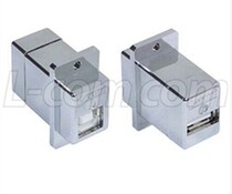 L-com fully shielded metal plated panel is mounted USB adapter B port TO A port ECF504-BAS