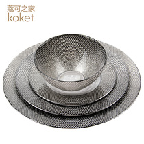 koket cog can be silver plated checkered glass bowl plate Western dinner plate set steak plate model room hotel clubhouse home