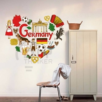 German vintage nostalgic graffiti art cartoon illustration background wall sticker Living room bedroom window decoration sticker art