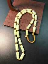  Natural Xiuyu necklace yellow and white old jade necklace mens material clean bamboo chain bucket column jade necklace