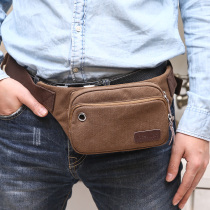 Summer mens fanny pack casual canvas mens bag small bag Korean version of the tide outdoor sports chest bag waterproof and scratch-proof
