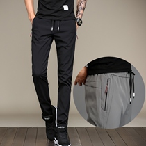 Flat pants mens summer thin trousers large size linen pants loose small feet cotton hemp pants elastic youth