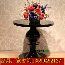 New classical solid wood carved Eostyle round tea table sales office in negotiation table Fashion tea table New Chinese negotiation table