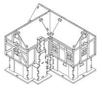 Little wheat smells record Warhammer war chess running group DND wooden scene L-shaped house
