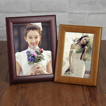 Solid wood photo frame table couple photo 6 7 8 10 12 inch creative Korean print frame wall hanging combination small photo frame