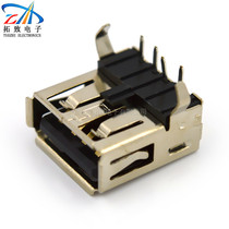 Factory direct USB socket plug-in type female seat AF 90 degree black copper USB connector strength manufacturers