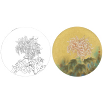 Meticulous painting drawing drawing tracing physical printing chrysanthemum fan flowers and birds sketches 42*42 with color drawing 306T