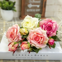High simulation two end feel rose simulation flower Fake flower decoration flower silk flower European living room simulation flower art