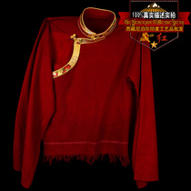 Red Tibetan Tibetan cotton and linen high collar trim shirt auspicious pipa buckle Lama Red fashion fashion fashion shirt