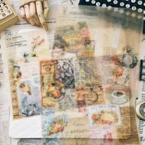 Judy handmade large sheet light vintage sulfuric acid paper sticker set junkjournal hand account material 24 sheets