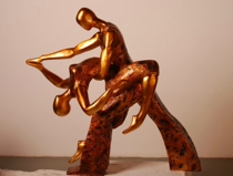 Large square ornaments sports theme men and women dance modeling sculpture ornaments glass fiber reinforced plastic abstract figure sculpture